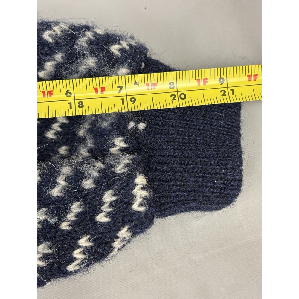 Vintage LL Bean Norwegian Birdseye Fair Isle Fisherman Wool Sweater Size L Blue - Picture 12 of 13